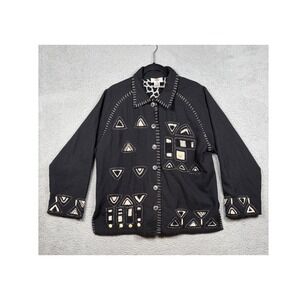 Sandy Starkman‎ Art to Wear Jacket Embroidered Jacket XL Beaded Tribal Boho